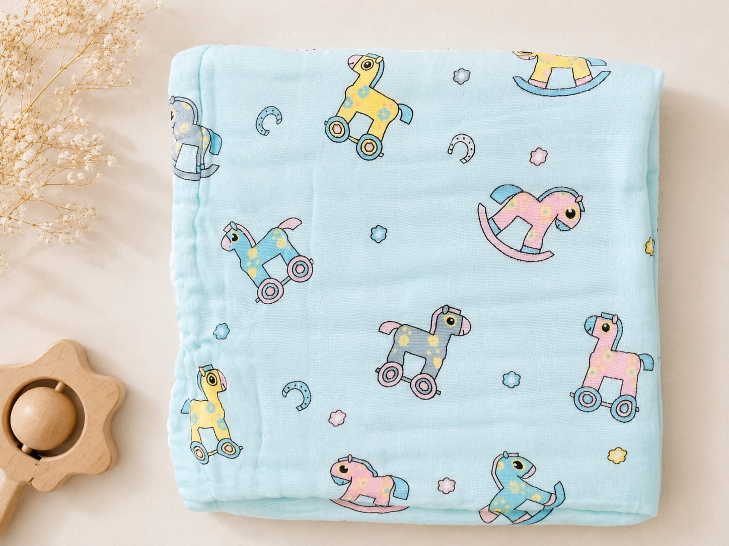 6 Layers Muslin Bath Towel - (60*120 cms) - Assorted Designs - Image 4