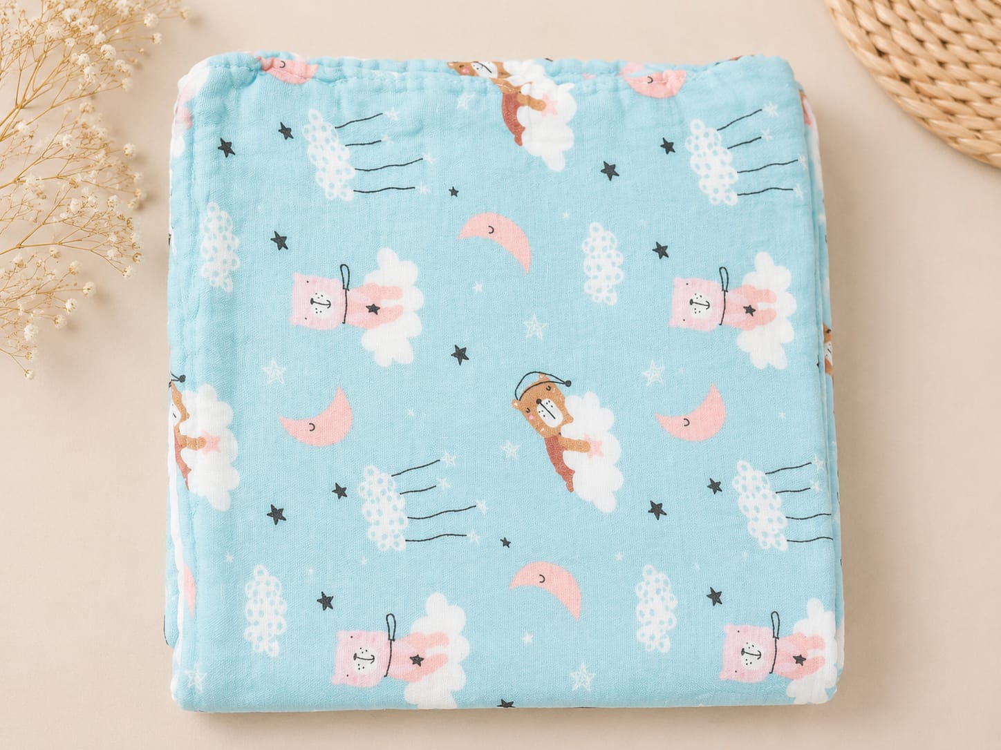 6 Layers Muslin Bath Towel - (60*120 cms) - Assorted Designs - Image 3