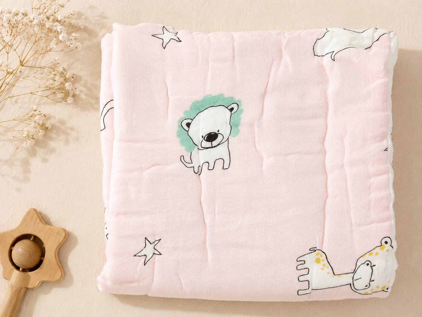 6 Layers Muslin Bath Towel - (60*120 cms) - Assorted Designs - Image 2