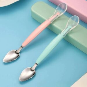 Silicone 2 in 1 Spoon and Steel Scraper(Assorted Colours)