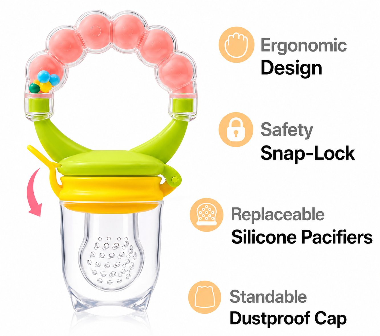 Silicone Rattle Fruit Feeder / Pacifier - Image 2