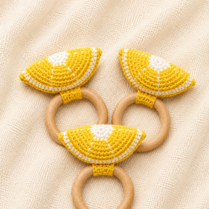 Lemon Crochet Wooden Rattle Teether(Pack of 1)