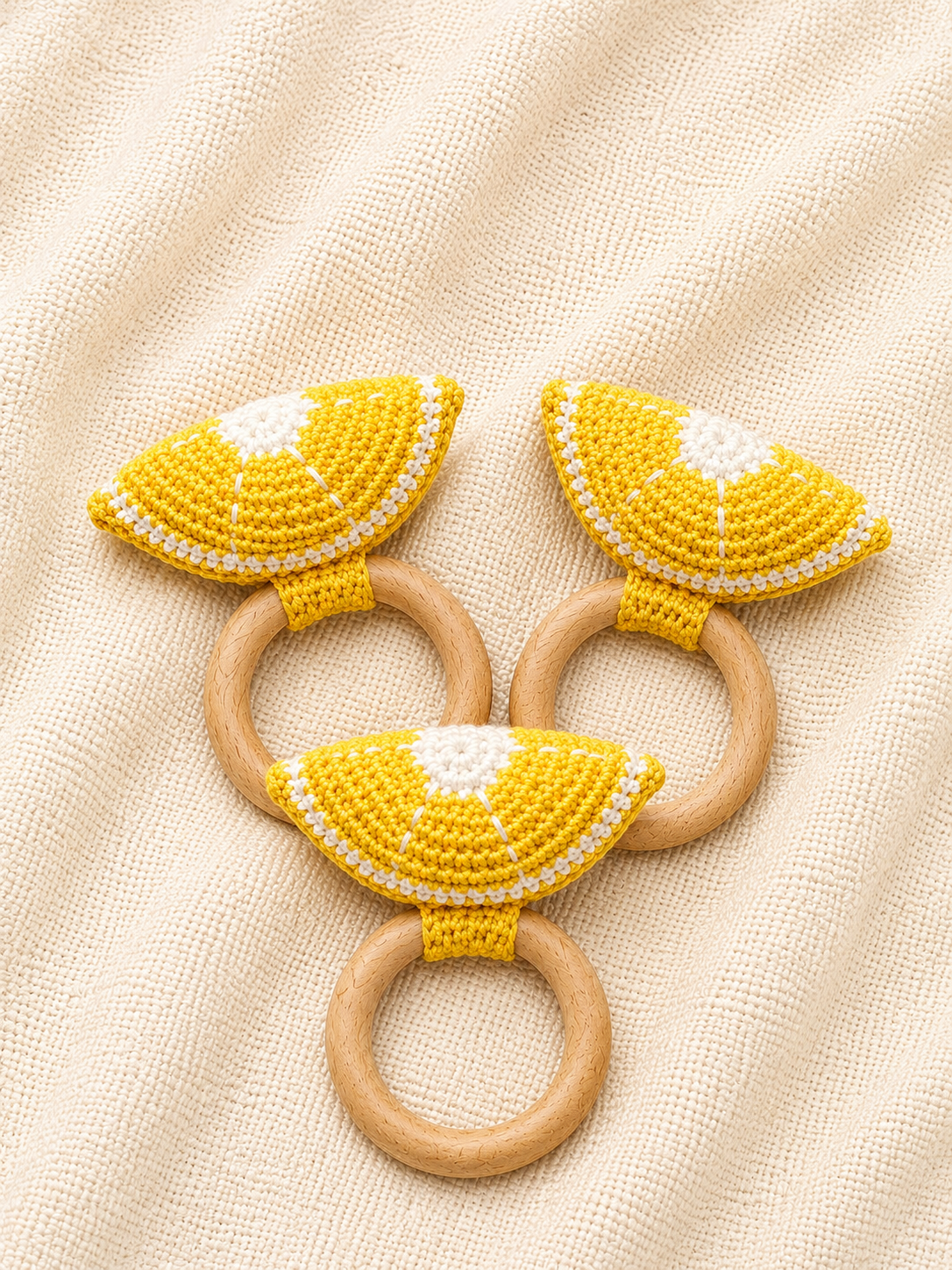 Lemon Crochet Wooden Rattle Teether(Pack of 1)