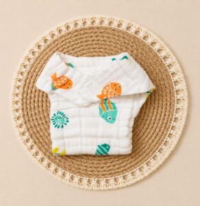 6 - Layers muslin velcro Nappee  - Pack of 3 (Assorted designs)