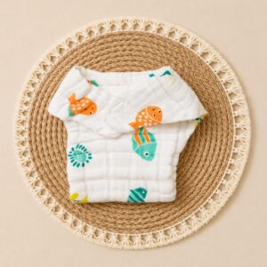 6 - Layers muslin velcro Nappee - Pack of 3 (Assorted designs)