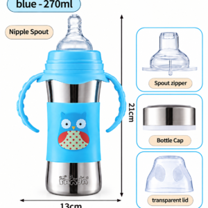 3 in 1 Steel Feeding Bottle - Blue Owl
